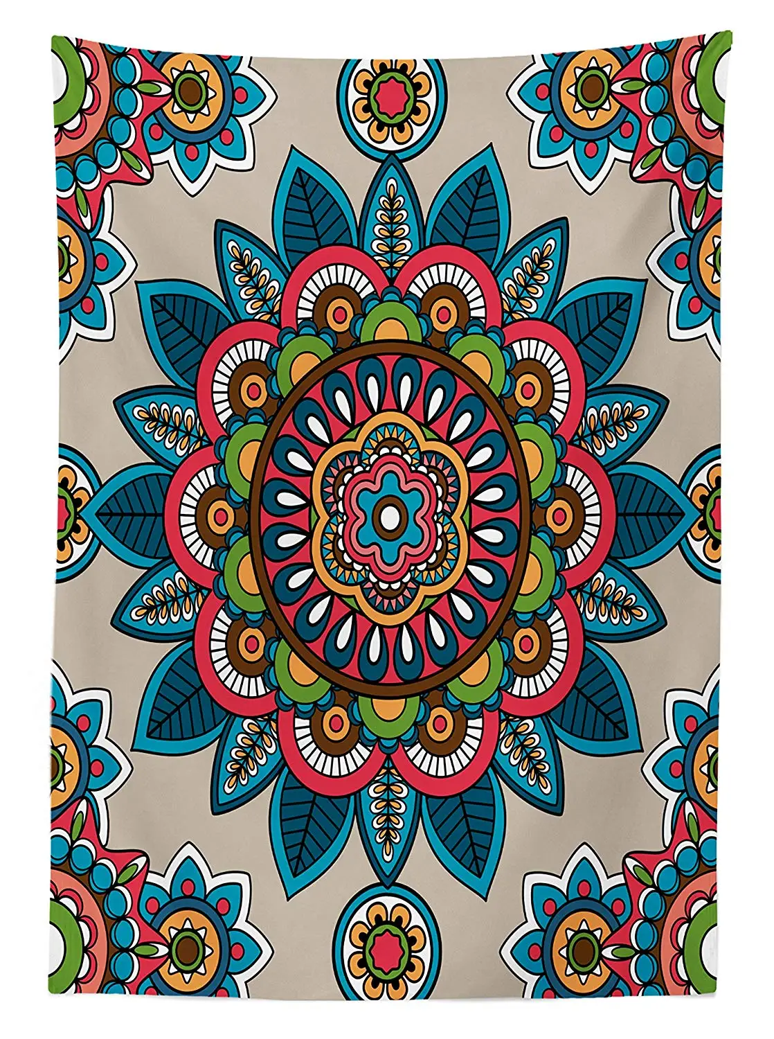Mandala Decor Tablecloth Retro Turkish Unique Leaf Flower Figures Meditation Ritual Tribal Art Dining Room Kitchen Table Cover | Дом и сад