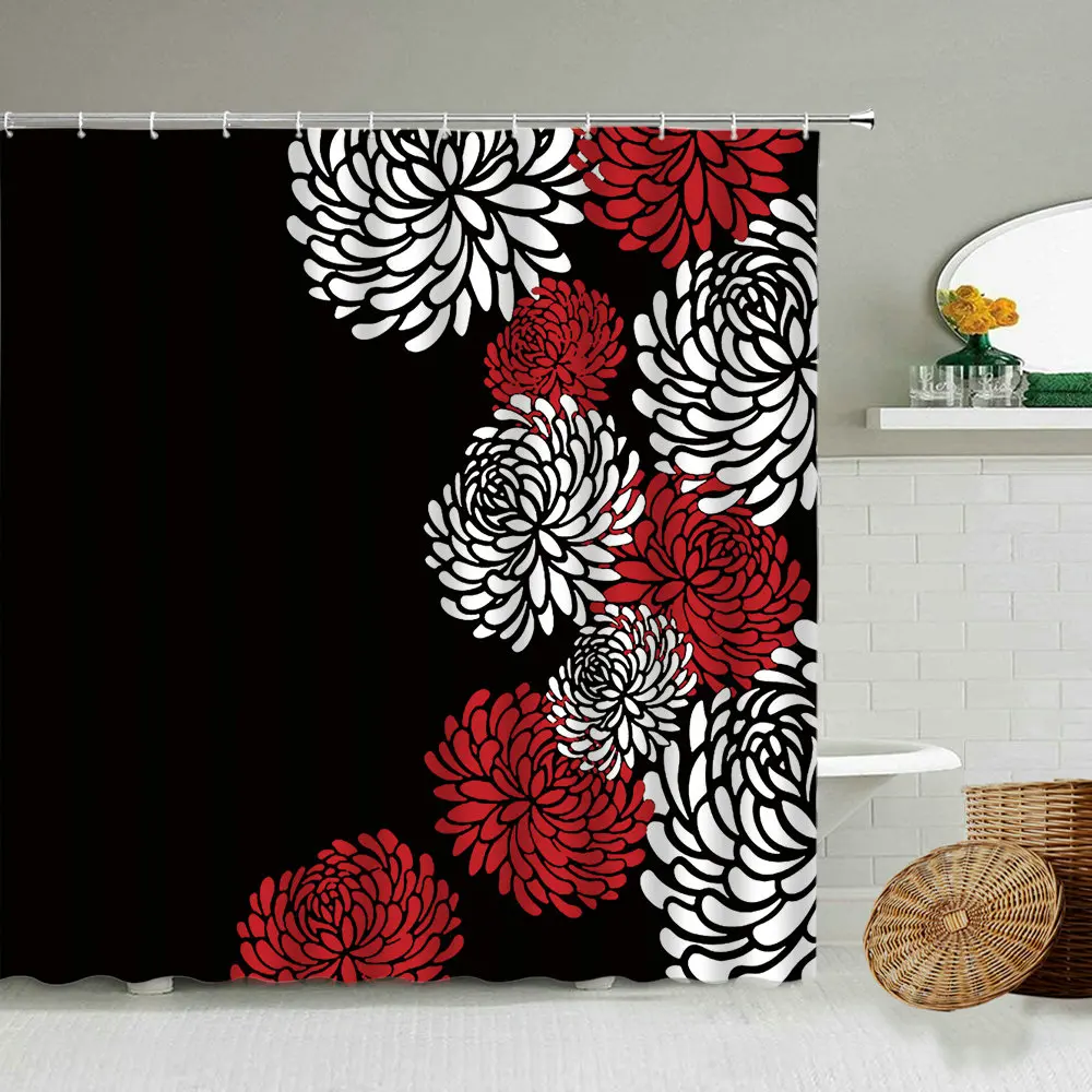 Занавеска для душа с абстрактным цветочным узором водонепроницаемые