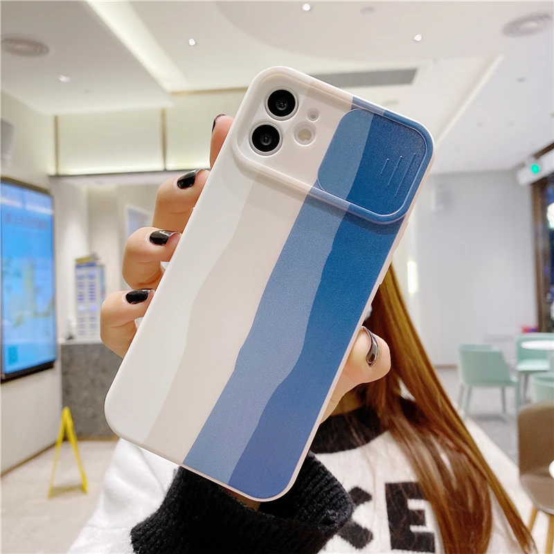 

Art Oil Rainbow Slide Camera Lens Protector Phone Case For iPhone 11 12 Pro Max XS SE 2020 XR X 8 7 Plus Soft TPU Silicone Cover