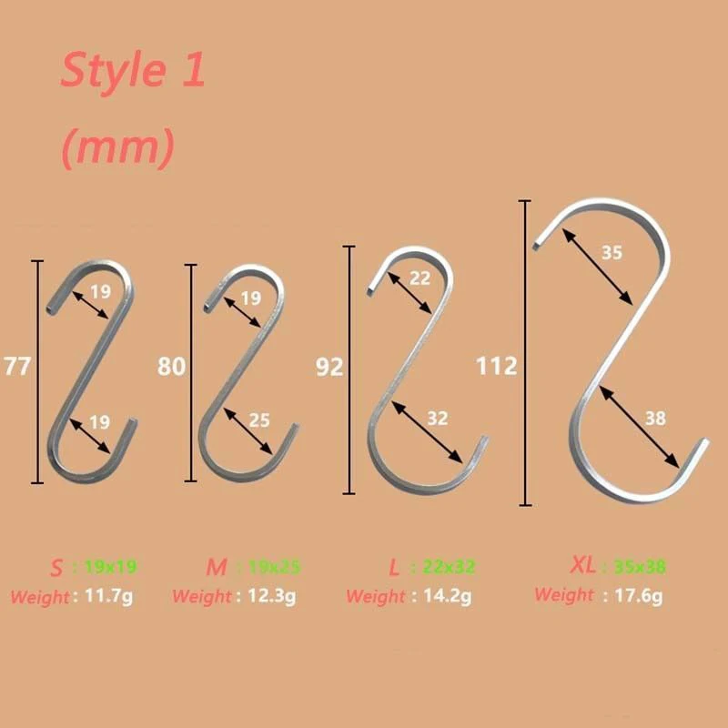 

2 Pcs Stainless Steel S Hooks Hanging Clothes Umbrella Kitchen Sundries Hanger RT88
