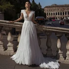 Платье Свадебное трапециевидное в стиле бохо, с кружевной аппликацией