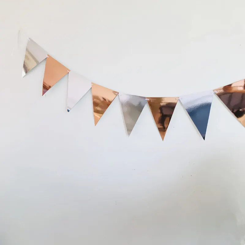 

Gold Black Silver Pull Flag Glitter Paper Banner Pennant Bunting Garland Wedding Birthday Party Decor 12 flags 2.5m Hanging