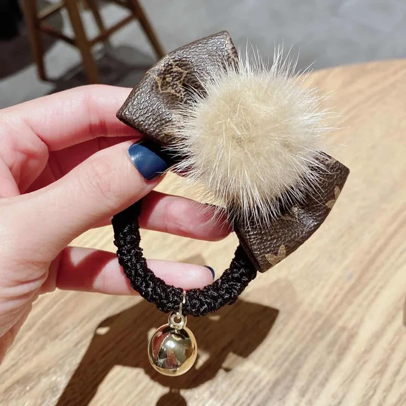 Новинка женские роскошные меховые аксессуары для волос натуральная кожа бант с