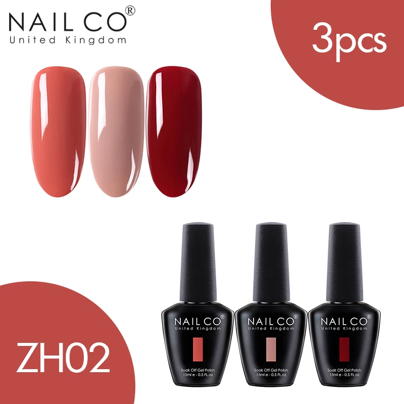 ZH02 NAILCO 3 шт. набор гель-лака UV Vernis Полупостоянный Праймер УФ-гель для ногтей Краска Декоративный Лак для ногтей Гибридный отмачиваемый Гель-лак - Цвет: ZH02