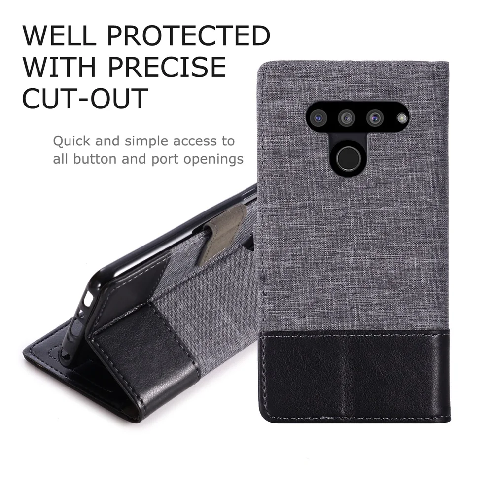 PU Leather Case for LG V50 V30 V40 V35 ThinQ Luxury Canvas Silicone Phone Cover K40 K12 Plus G5 G6 G8S X4 2019 Bag |
