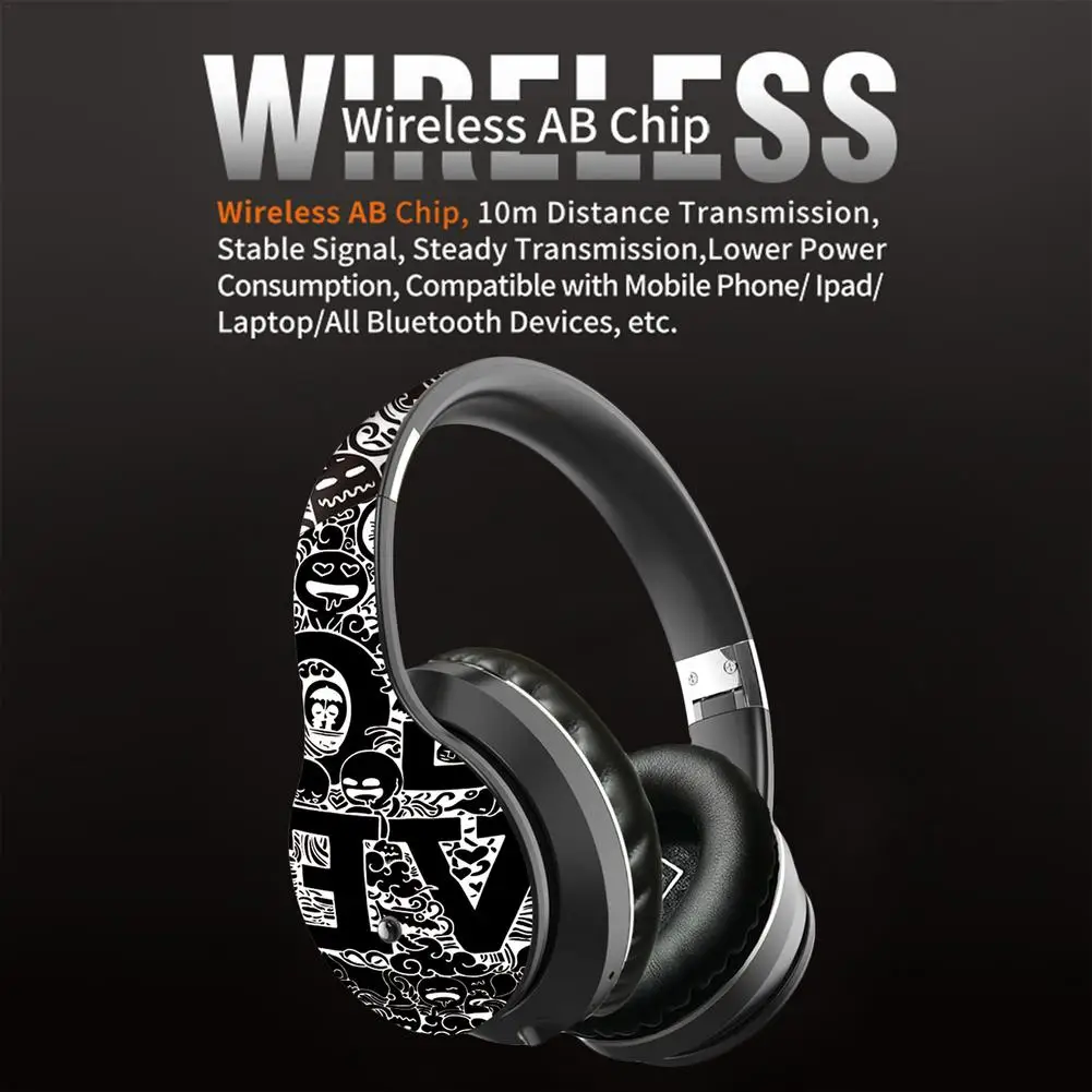 

Wireless Bluetooth Headphones Noise Cancelling Headset Foldable Stereo Bass Sound Adjustable Earphones With Mic For PC All Phone
