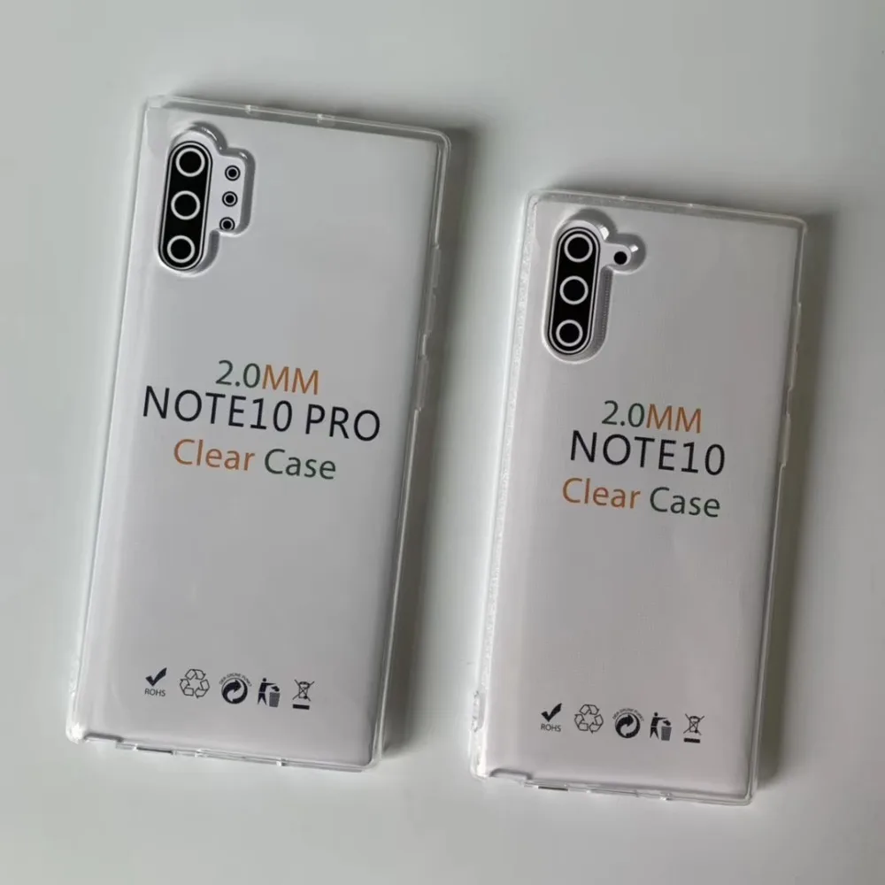 Phone Cases For iPhone 6 XS MAX Transparent TPU Case Cover For iPhone 11 pro max 8 Plus XR 2.0mm Cover Soft Silicone 100PCS