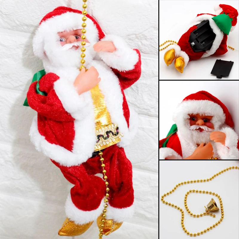 

2021 Санта-Клаус музыкальная скалолазающая веревка электрическая подвесная игрушка Рождественское украшение для дома офиса двери Рождество...