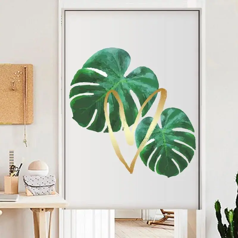 Современная простая хлопковая конопляная дверная занавеска с листьями цифровая