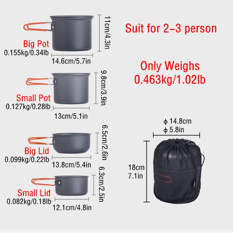 Naturehike Camping Ultralight Backpacking Aluminum Cookware Tableware Portable Kitchen Utensils Cooking Pot Pan Set | Спорт и