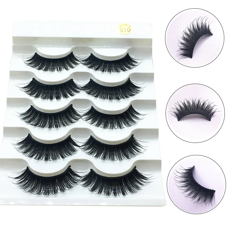 5 пар 100% настоящие норковые ресницы 3D натуральные накладные полная полоса