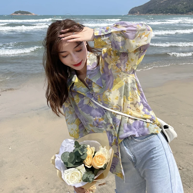 Женская шифоновая блузка с длинным рукавом демисезонная в офисном стиле новинка