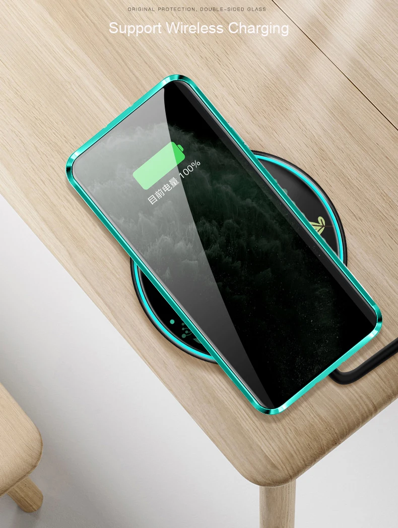 Роскошные Чехлы с закаленным стеклом для iPhone 11, чехол, не подсвечивающий Магнитный чехол, чехол для Apple iPhone 11 Pro Max 360, полный Чехол