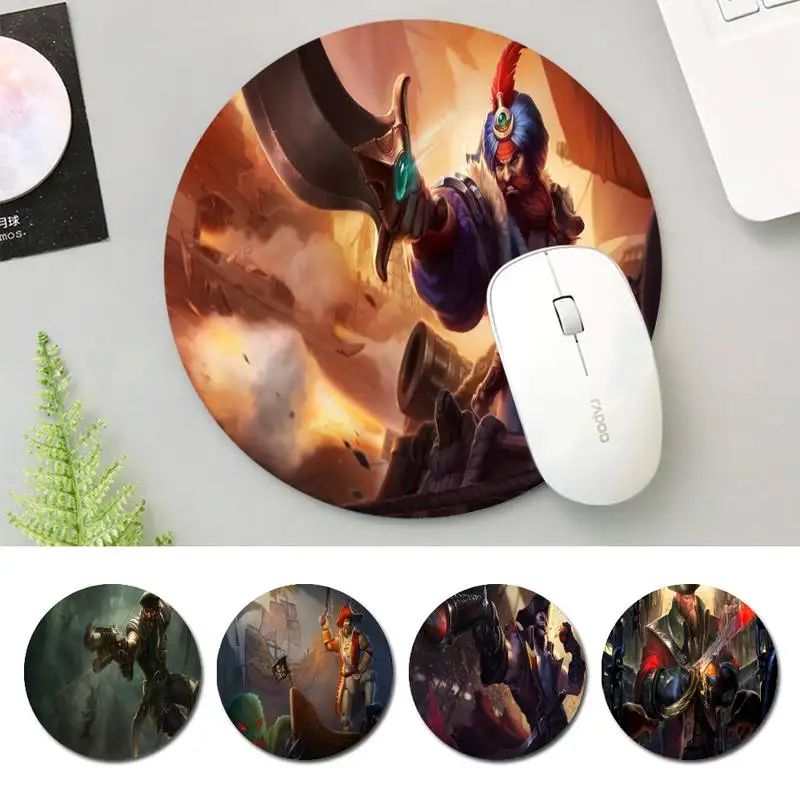 

Durable LOL Gangplank office Pad Round Pads Family Laptop Gamer Rubber Mouse Mat MousePad Desk Gaming Mousepad Cup Mat