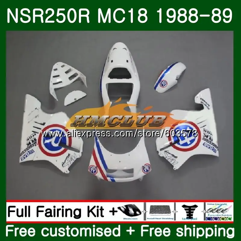 

Kit For HONDA NSR 250 R MC18 PGM2 NSR 250R NS250 NSR250R 1988 1989 100CL.51 MC16 NSR250 R RR NSR250RR 88 89 Blue Top Fairing