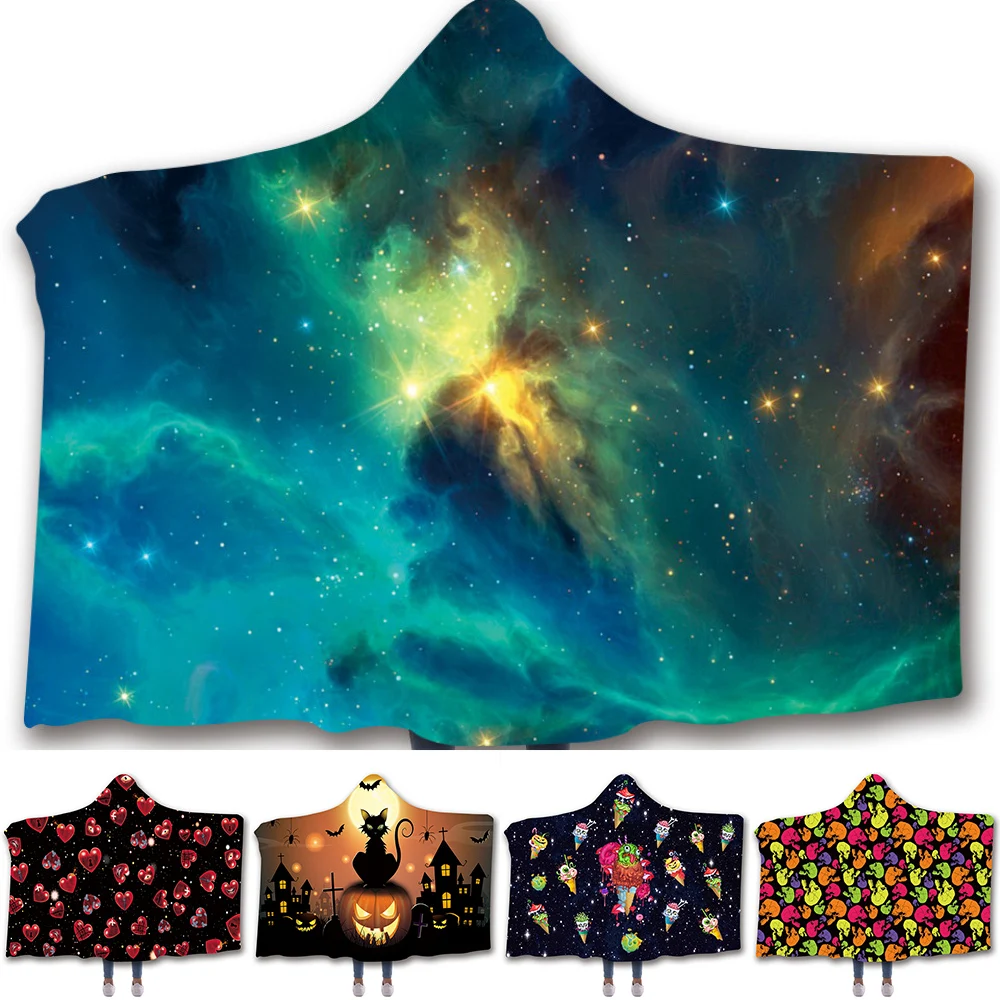 Одеяло с капюшоном для детей Флисовое одеяло s и Things украшения на Хэллоуин дома