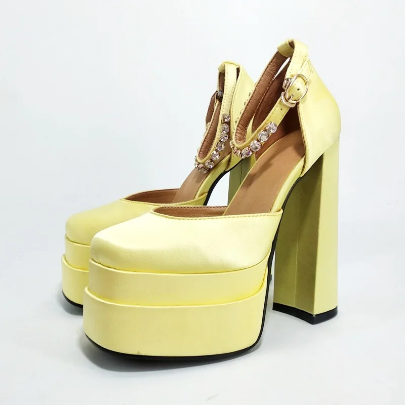 Туфли-лодочки женские из атласной ткани роскошные модельные босоножки с пряжкой