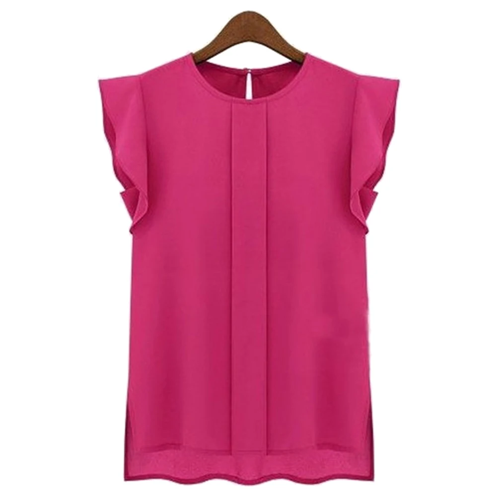 Женская шифоновая рубашка с коротким рукавом летучая мышь Однотонная круглым