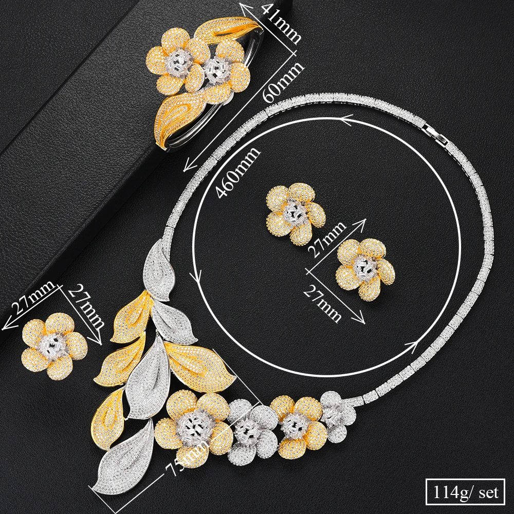 

GODKI Fashion 4PCS Luxury Hollow Leaf Flower Nigeria Jewelry Sets For Women Wedding African Cubic Zircon CZ Dubai Bridal Jewelry
