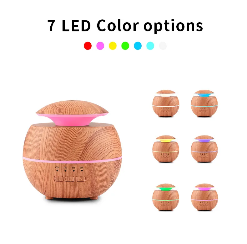 

Wood Grain Air Humidifier Essential Oil Diffuser USB MINI Aromatherapywith 7 Color Night Light for Home Office Bedroom