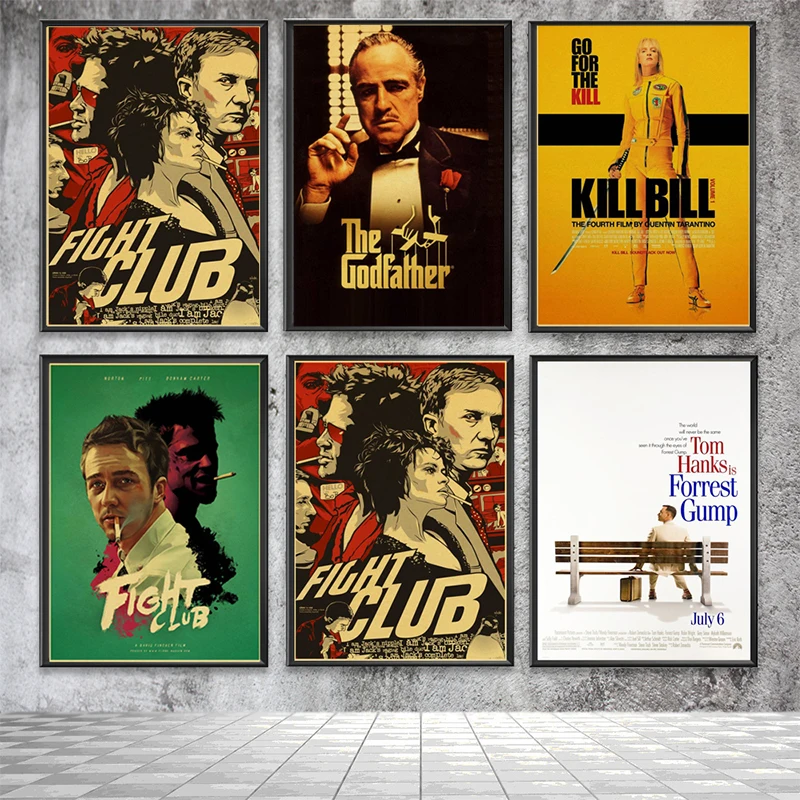 

Classic Movie Forrest Gump Fight Club Pulp Fiction Bill Canvas Painting Posters Prints Wall Art for Living Room Decor Cuadros
