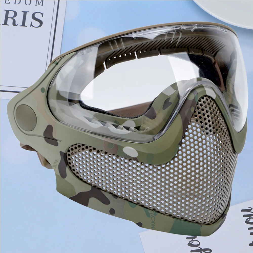 

1PC Dual Mode Combat Mask Outdoor Game Mask Gear Steel Screen Protective Mask for Man (Camouflage)