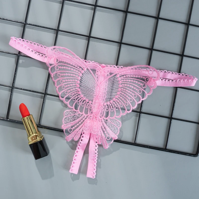 Трусики-стринги женские кружевные прозрачные с открытой промежностью и низкой