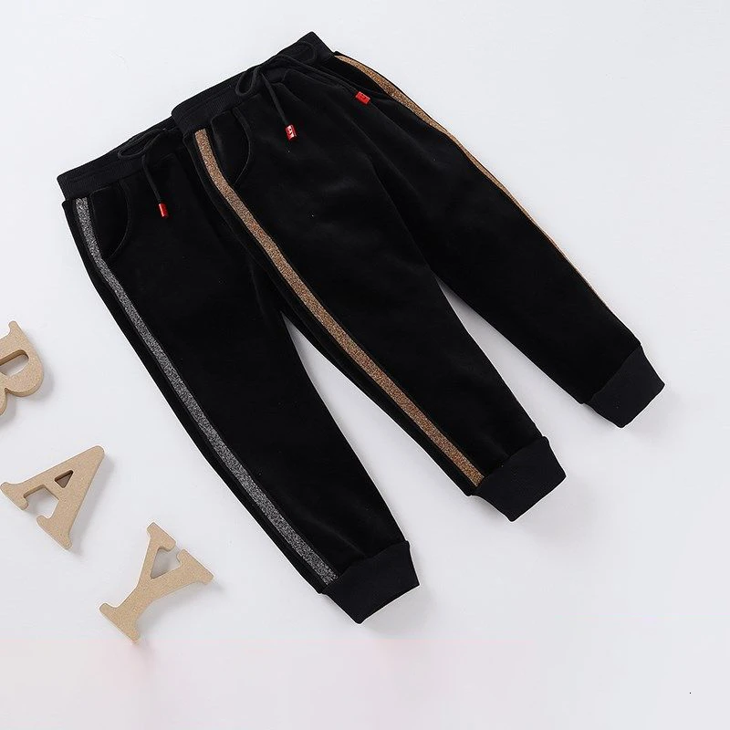 Теплые зимние штаны для мальчиков детские с плюшевой подкладкой спортивные