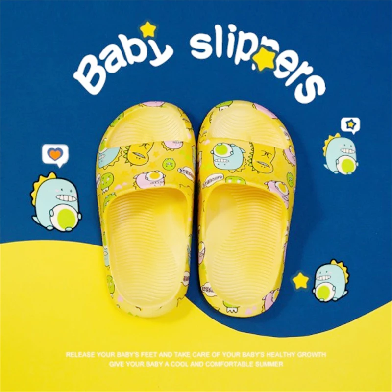 

2021 Summer New Printed Cute Cartoon Dinosaur Boys and Girls Sandals and Slippers Indoor and Outdoor Soft-Soled Beach Shoes