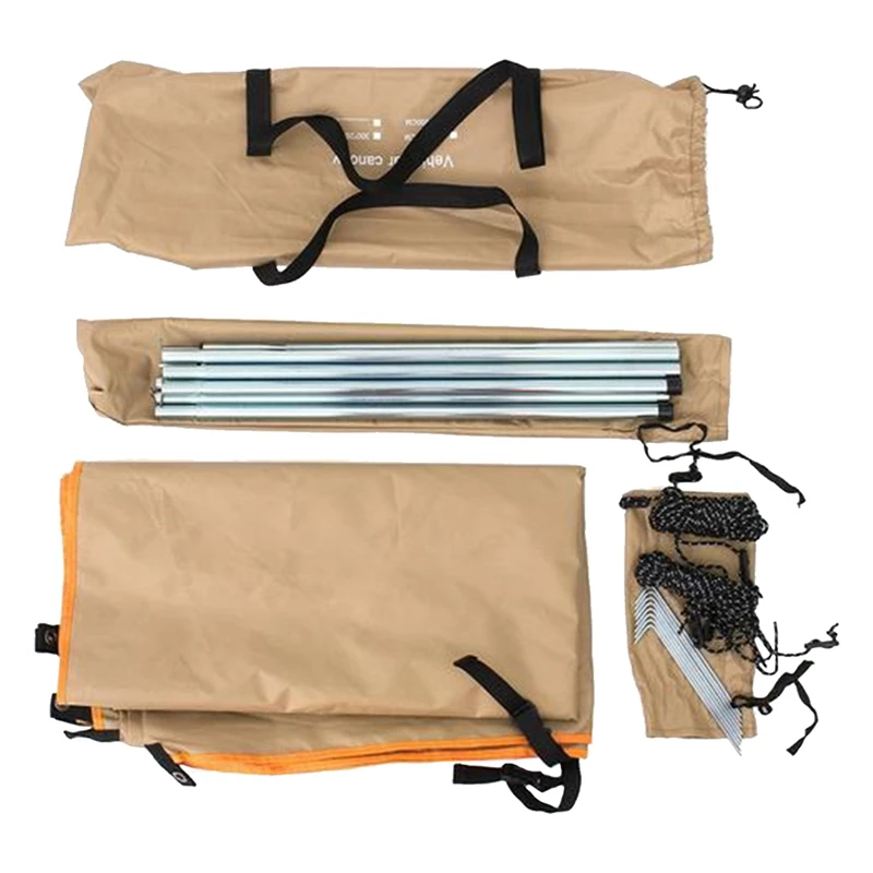 

Car Sun Shade Sail Canopy, Portable Camping Side Awning Waterproof UV Roof Top Tent Awning for Outdoor, SUV, Caravan