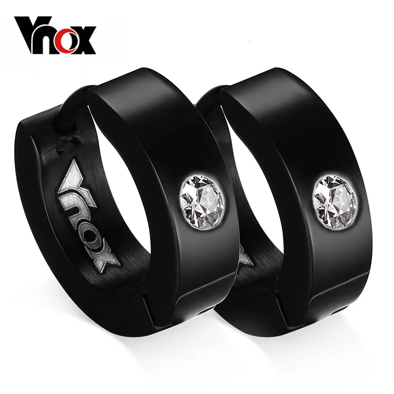 Vnox милые Серьги-кольца для Для женщин/мужские черные-цвет Нержавеющая сталь