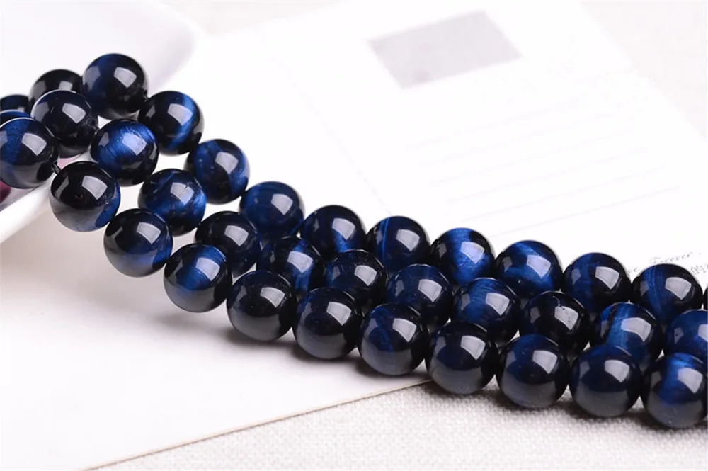 

Grade AA Natural Blue Tiger's Eye Beads 6mm-18mm Smooth Polished Round 15 Inch Strand HY08