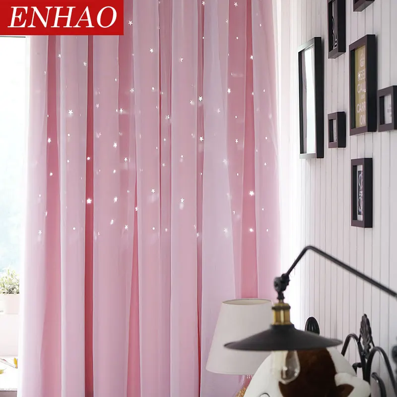 ENHAO сплошные европейские затемненные занавески для гостиной полые принтованные