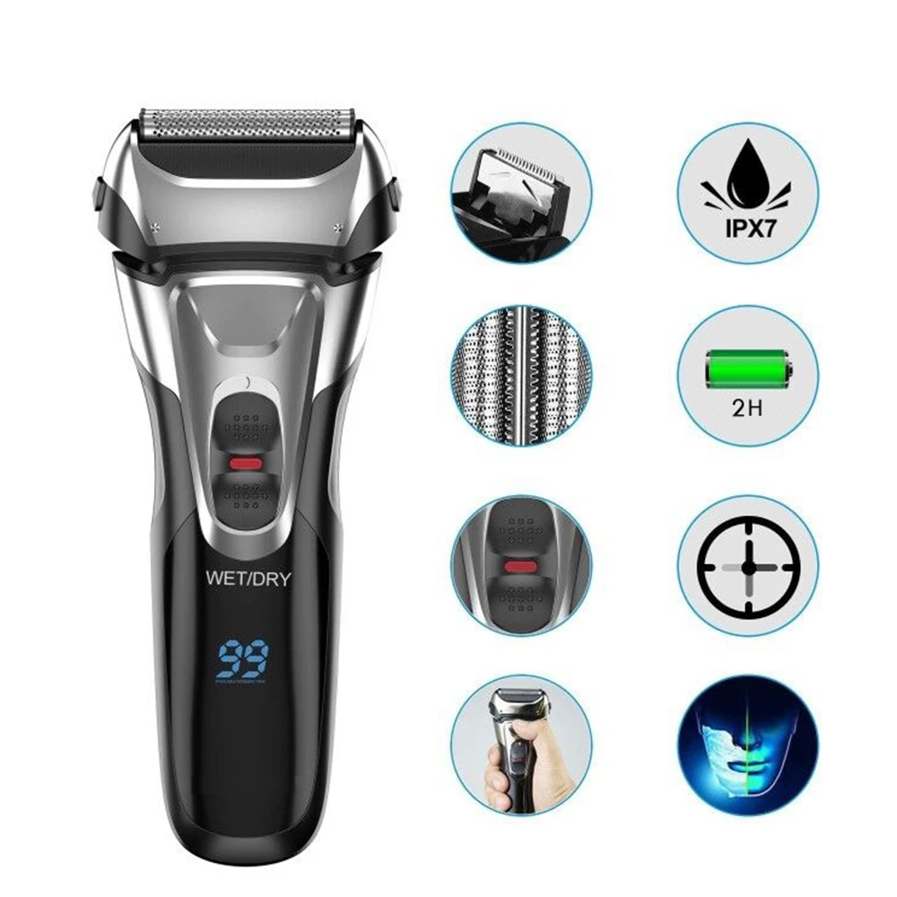 Электробритва 3D моющаяся для сухого и влажного бритья лица бороды