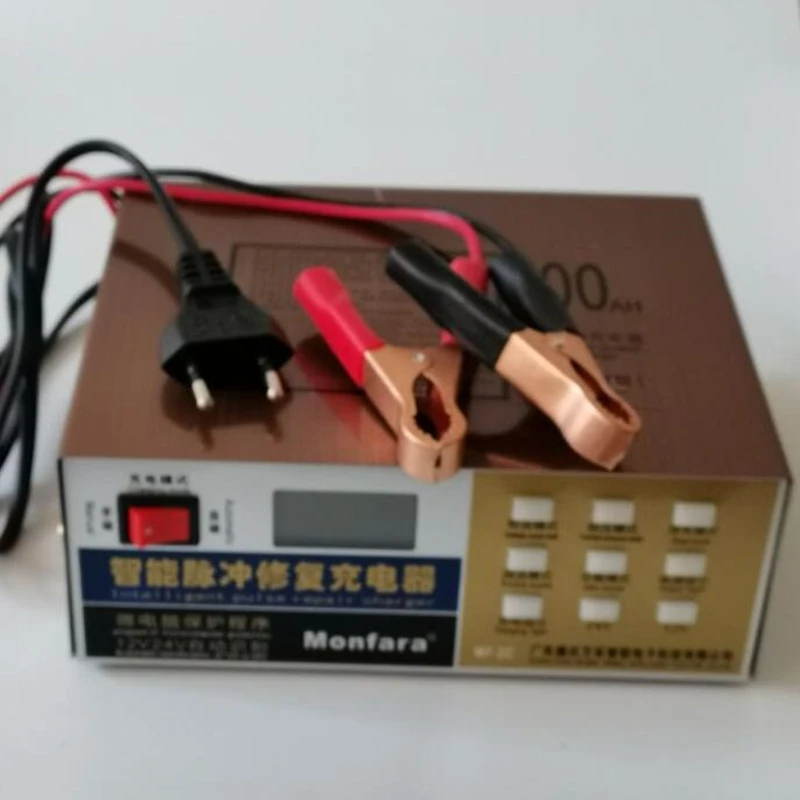 Умный автоматический 12 V/24В, автомобильная лампа для хранения Батарея Зарядное устройство ЖК-дисплей 5-ти ступенчатый интеллигентая(ый) ремонт импульса для свинцово-кислотный литиевая Батарея 6-100AH