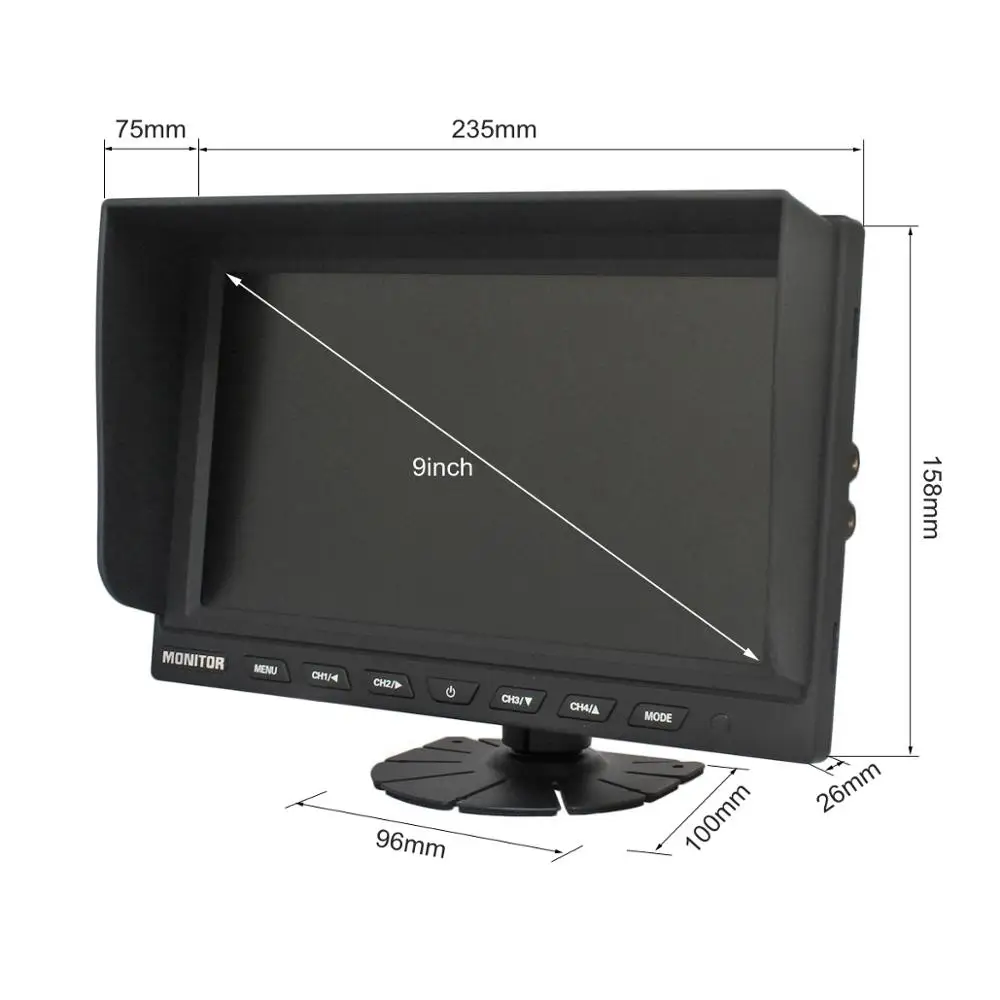 DIYKIT 4CH 4PIN DC12V-24V 9&quot 4 Split Quad LCD Screen Display Color Rear View Car Monitor For Truck Bus Reversing Camera | Автомобили и