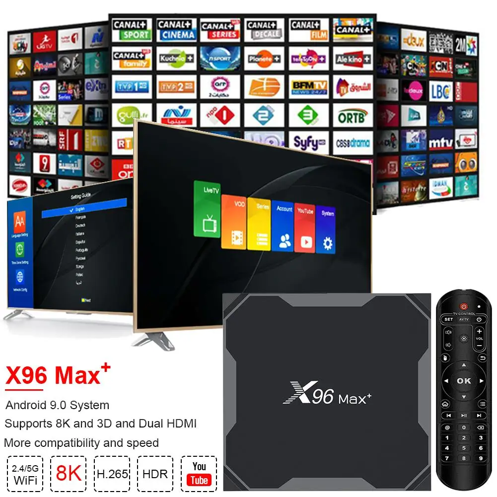 ТВ приставка X96Max Android 9 0 четырехъядерный Amlogic S905X3 4 + 32/64 ГБ Wi Fi BT 1000M 4K|ТВ-приставки и