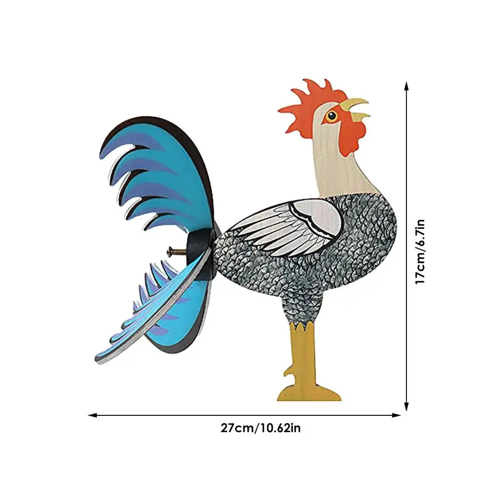 

Rooster Windmill Yard Art Animal Wooden Sculpture Lawn Decoration