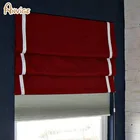 Современные красные с белой отделкой плоские римские затемнения индивидуальные римские жалюзи с установкой в комплекте
