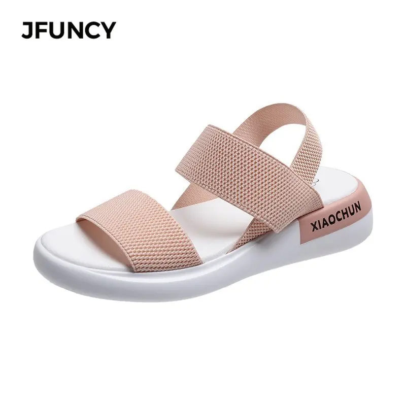 

JFUNCY Summer Women Sandal Stretch Fabric Women's Sandals Fashion Open-toe Flats Woman Casual Comfortable Female Shoes