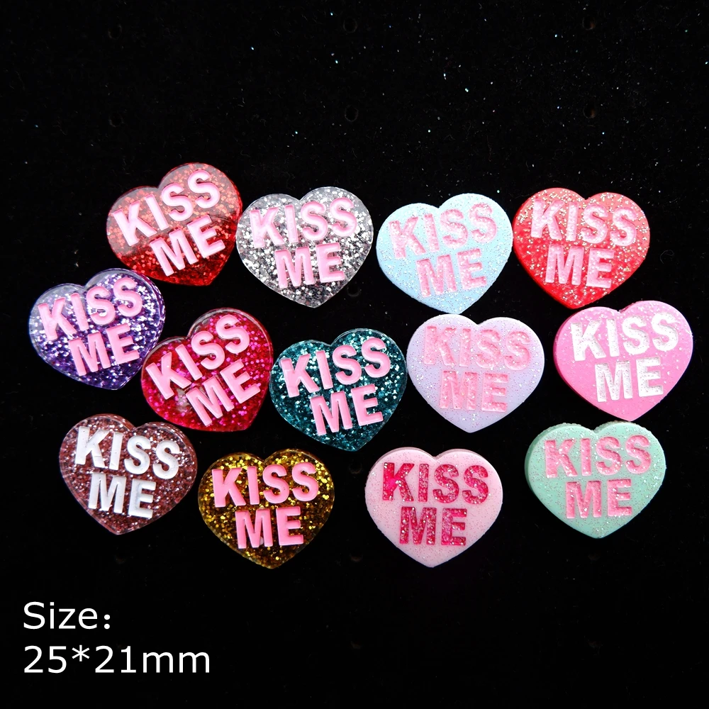 10 шт смолы Kiss Me сердце ремесла плоская спина Кабошон Скрап заказ украшения
