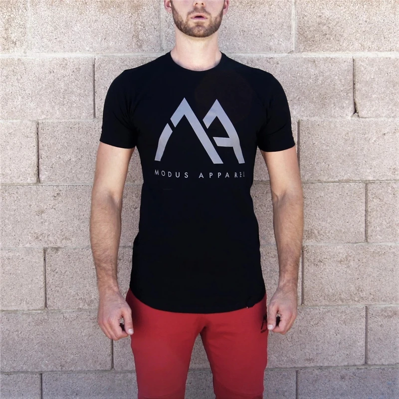 

New Summer Mens Round neck cotton Short sleeve t shirt Gyms Fitness shirts male casual fashion Printed O-Neck tee tops clothing