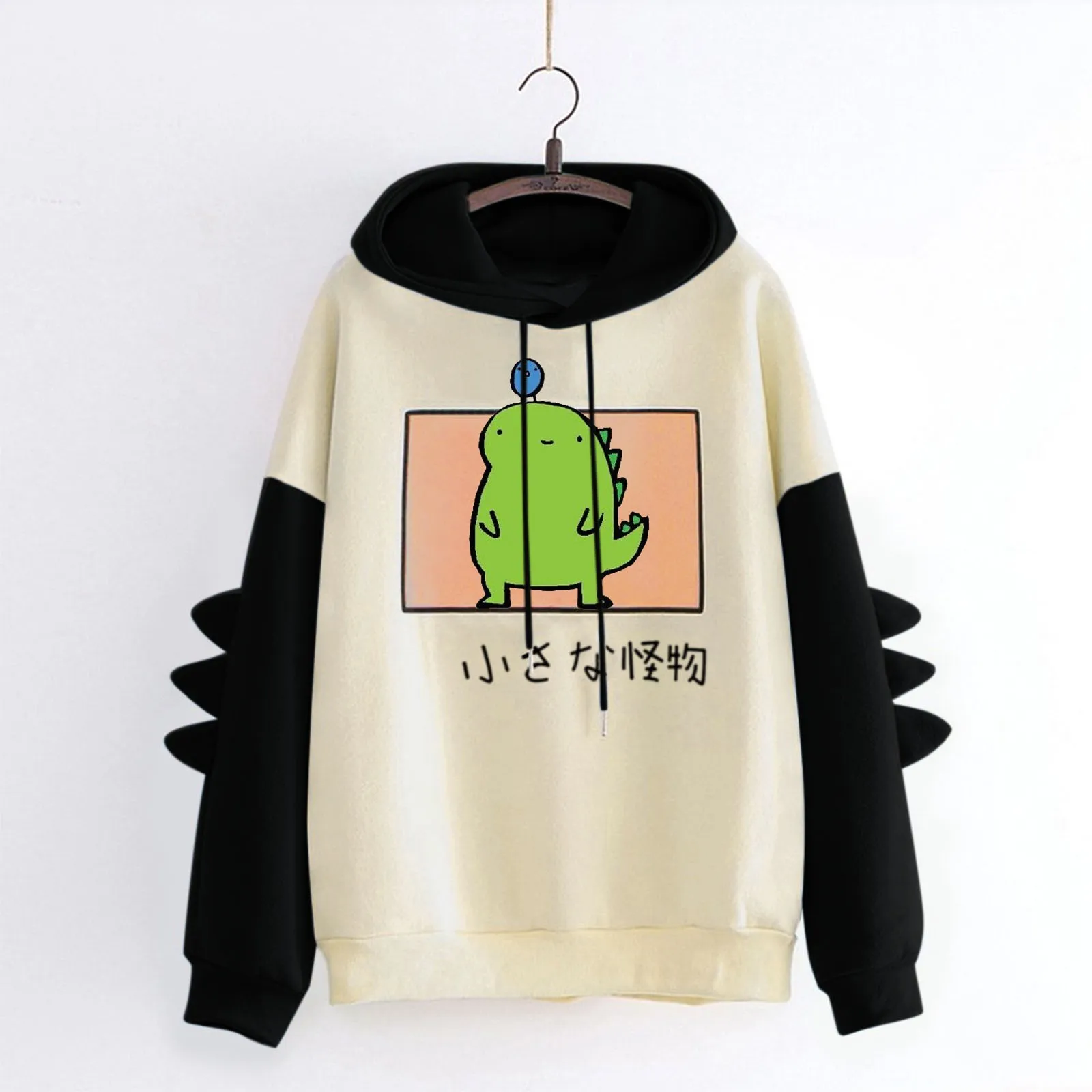 

2021 Fashion hoodie Women Sweatshirt Casual Print Long Sleeve Splice Dinosaur Hoodies Sweatshirts Tops ropa mujer sudadera mujer