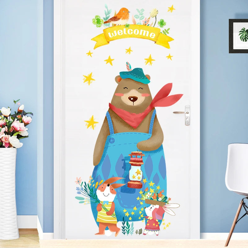Добро пожаловать домашний декор настенные наклейки дверные с животными для