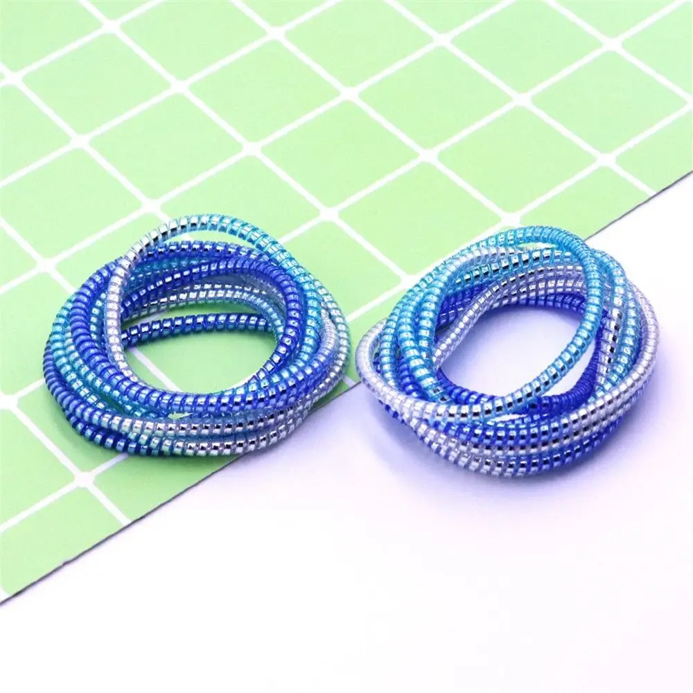 5pcs Gradient Color Cable Protector 1.4m Data Line Case Rope Protection Spring Cable Organizer Earphone Storage Holder Desk Set