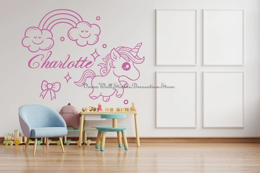 

Custom Name Wall Stickers Gifts for Girls Cute Ma Yunduo Rainbow Bows Girls Baby Girls Room Nursery Room Door Decorative Decals