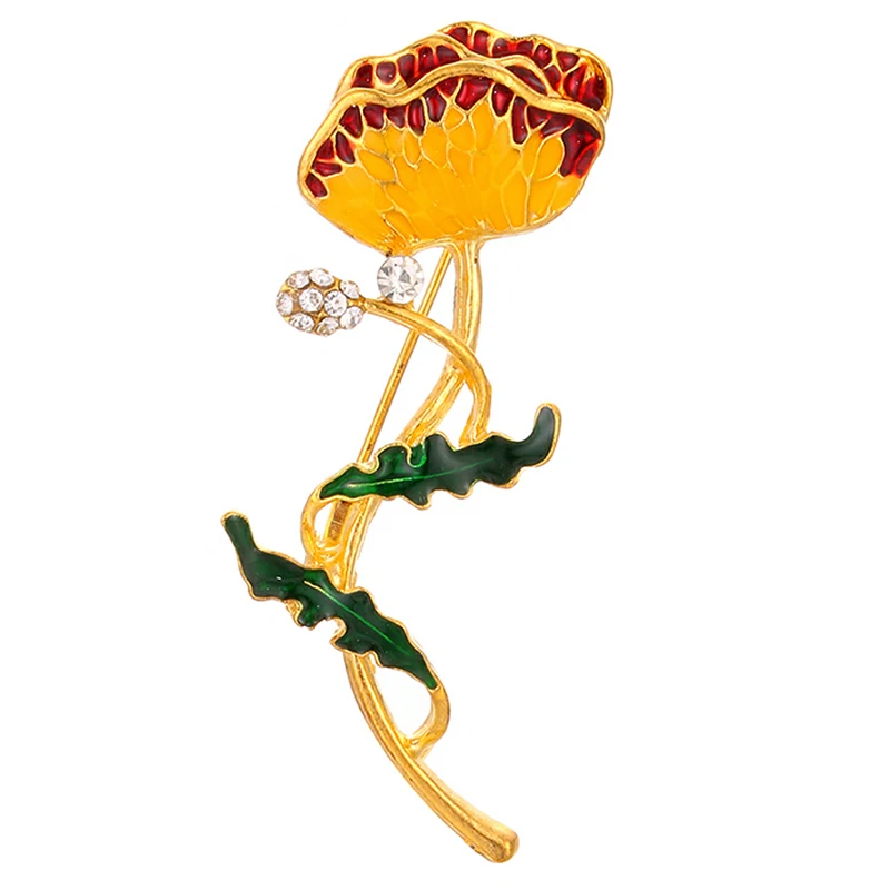 Эмалированная брошь в виде цветка животного с кристаллами Сика олень божья