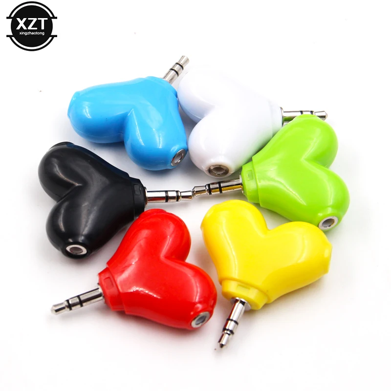 

High Quality 1pcs 3.5mm Heart Shape Headphone Splitter Portable Audio Headset Splitter Headphone Accessories