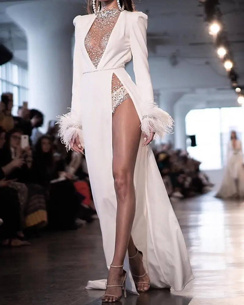 Женское вечернее платье с глубоким V образным вырезом|Женские платья| |