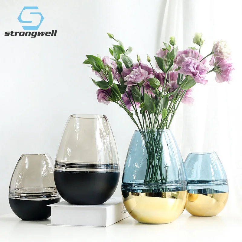 Украшения для гостиной стеклянная ваза с покрытием вазы цветов аксессуары